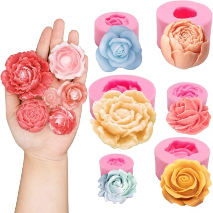 3D Rose and Flower Silicone Moulds — 6 Pieces