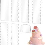 Acrylic Cake Scraper 9.5 Inch — 7 Pieces, Patterned Edges