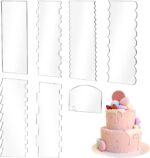 Acrylic Cake Scraper 9.5 Inch — 7 Pieces, Patterned Edges