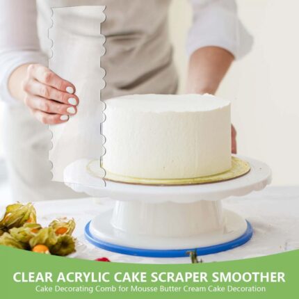 Acrylic Cake Scraper 9.5 Inch — 7 Pieces, Patterned Edges