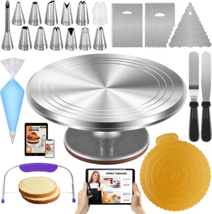 Aluminium Cake Decorating Kit — 71 Pieces with Turntable