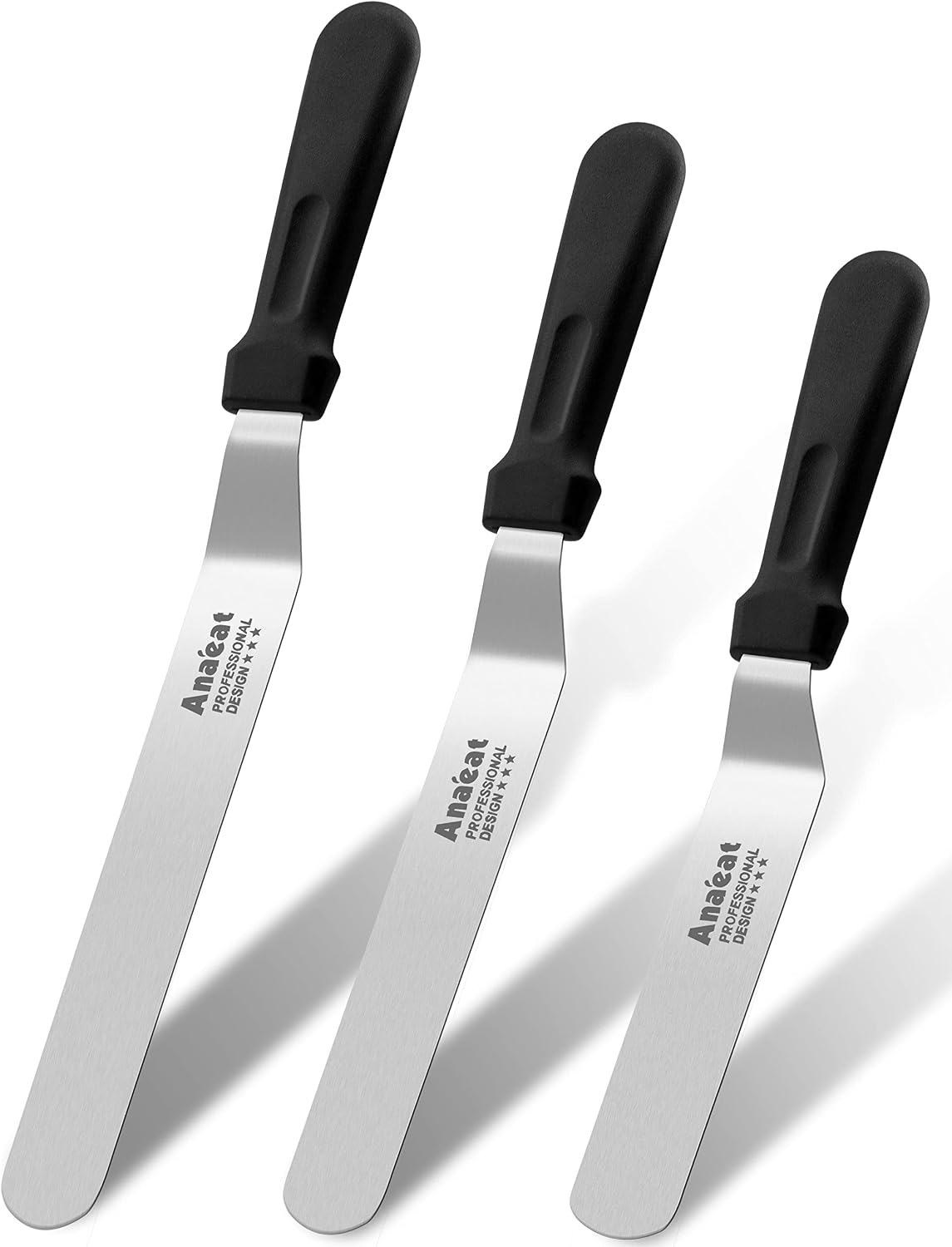 Angled Offset Icing Spatula Set — 6, 8 and 10 Inch Blades Angled Offset Icing Spatula Set — 6, 8 and 10 Inch Blades