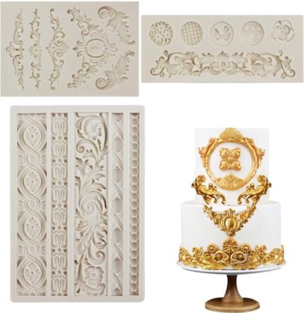 Baroque Scroll and Lace Silicone Moulds — 3 Pieces