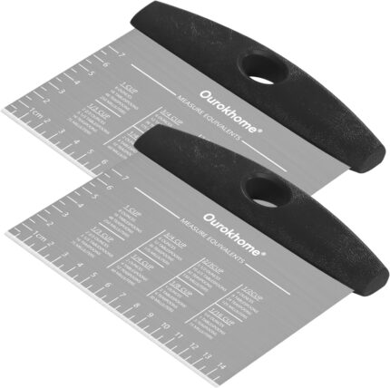Bench Scraper with Measurement Scale — 2 Pack, Stainless Steel
