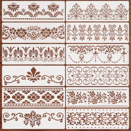 Border Stencils — 12 Pieces, Mandala and Floral Templates