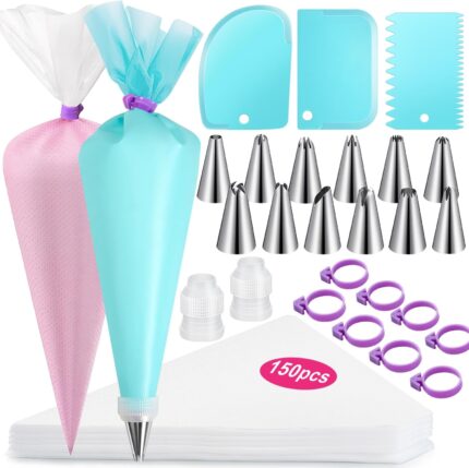 Cake Decorating Kit with 176 Pieces — Piping Bags, Tips and Couplers