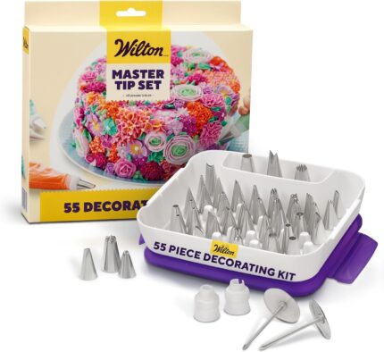Cake Decorating Piping Tip Set — 55 Pieces with Storage Case