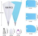 Cake Decorating Set — 100 Disposable 12-Inch Bags with Tips and Reusable Bag