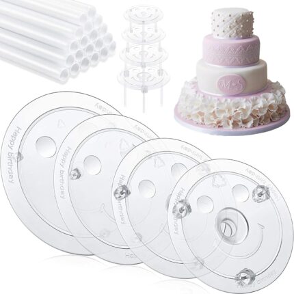 Cake Support Rod Set — 12 Sticks with 4 Dividers for 6 to 12 Inch Cakes