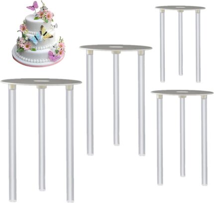 Cake Tier Support Set — 4 Reusable Boards and 12 Dowel Rods