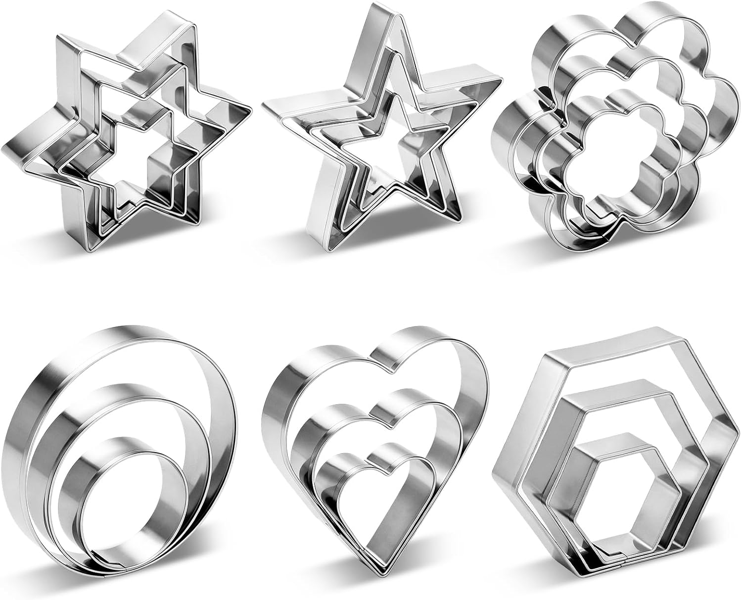 Cookie Cutter Set with Storage Box — 3 Sizes in 6 Shapes Cookie Cutter Set with Storage Box — 3 Sizes in 6 Shapes
