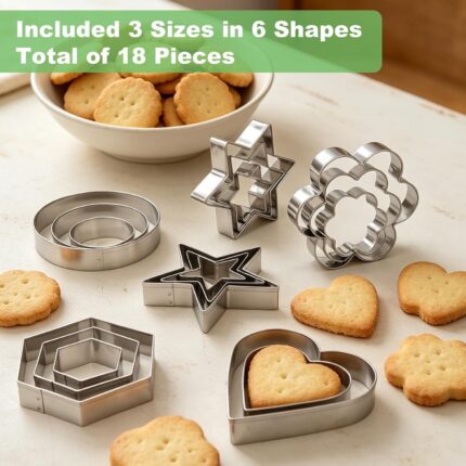 Cookie Cutter Set with Storage Box — 3 Sizes in 6 Shapes