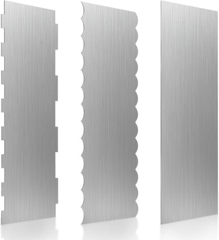 Double-Sided Patterned Cake Comb 8.6 Inch — 3 Pieces, Stainless Steel