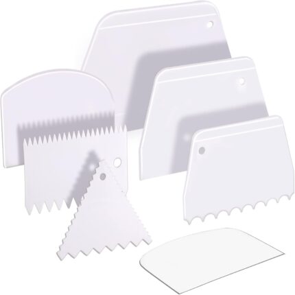Dough and Cake Scraper Set — 7 Pieces, Plastic