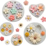 Flower Silicone Mould Set — 5 Pieces, Rose and Daisy Shapes