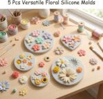 Flower Silicone Mould Set — 5 Pieces, Rose and Daisy Shapes