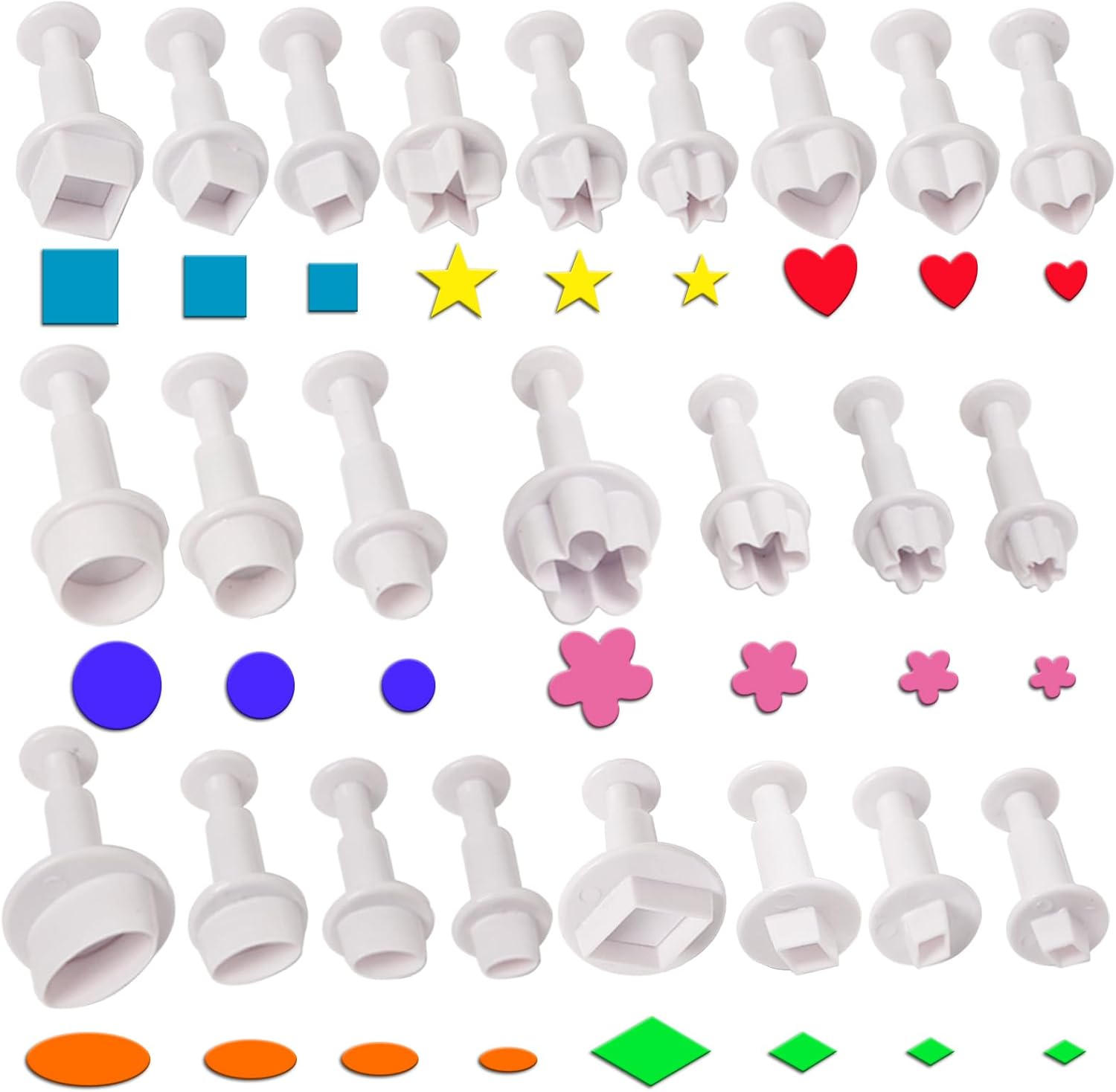 Fondant Plunger Cutter Set — 24 Pieces for Cake Decorating Fondant Plunger Cutter Set — 24 Pieces for Cake Decorating