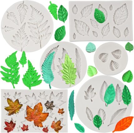 Leaf Silicone Mould Set — 6 Pieces, Rose, Maple and Fern