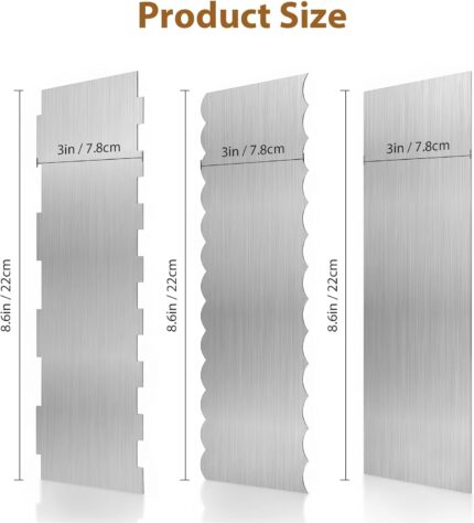 Metal Icing Smoother 8.6 x 3 Inch — 3 Pack, Stainless Steel