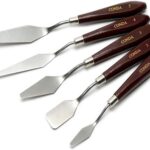 Palette Knife Set — 5 Pieces, Wooden Handles, Red