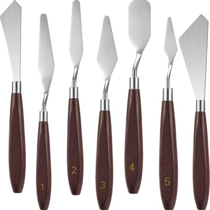 Palette Knife Set — 7 Pieces with Redwood Handles