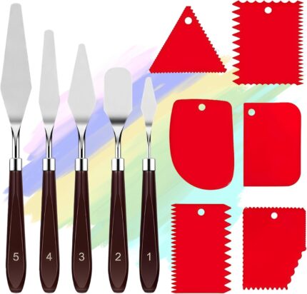 Palette Knife Set with Plastic Scrapers — 5 Knives and 6 Scrapers