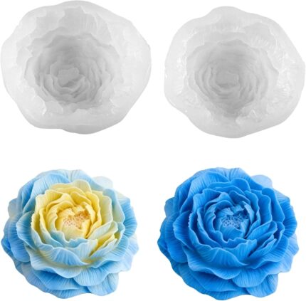 Peony Flower Silicone Moulds — 2 Pieces, 3.14 and 2.55 Inch