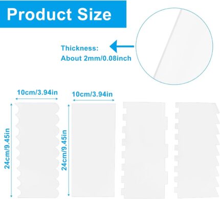 Plastic Cake Scraper and Smoother Set — 4 Pieces