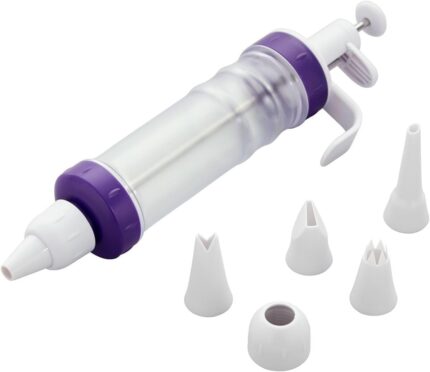 Plunger-Style Dessert Decorator with Four Tips and Couplers
