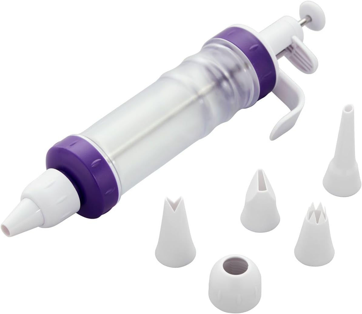 Plunger-Style Dessert Decorator with Four Tips and Couplers Plunger-Style Dessert Decorator with Four Tips and Couplers