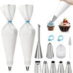 Reusable 16-Inch Cotton Piping Bag and Tip Set for Cake Decorating