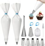 Reusable 16-Inch Cotton Piping Bag and Tip Set for Cake Decorating