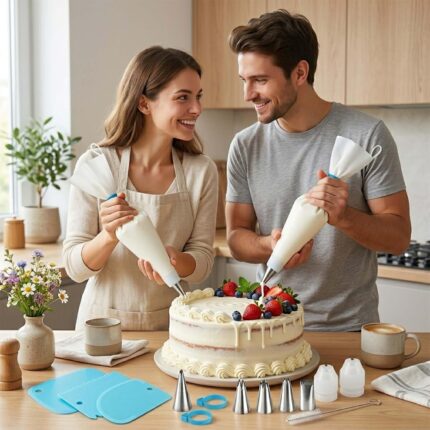Reusable Cotton Piping Bag and Nozzle Set — 17 Pieces with Coupler