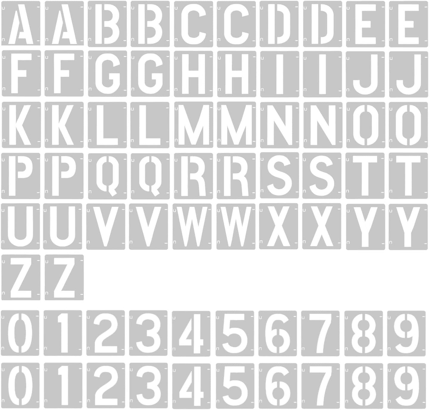 Reusable Letter Stencils — 2 Inch, 72 Pieces in 2 Sets Reusable Letter Stencils — 2 Inch, 72 Pieces in 2 Sets