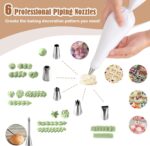 Reusable Piping Bag Set with Six Steel Nozzles — 9 Pieces
