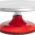 Revolving Cake Stand — Red and Silver Turntable