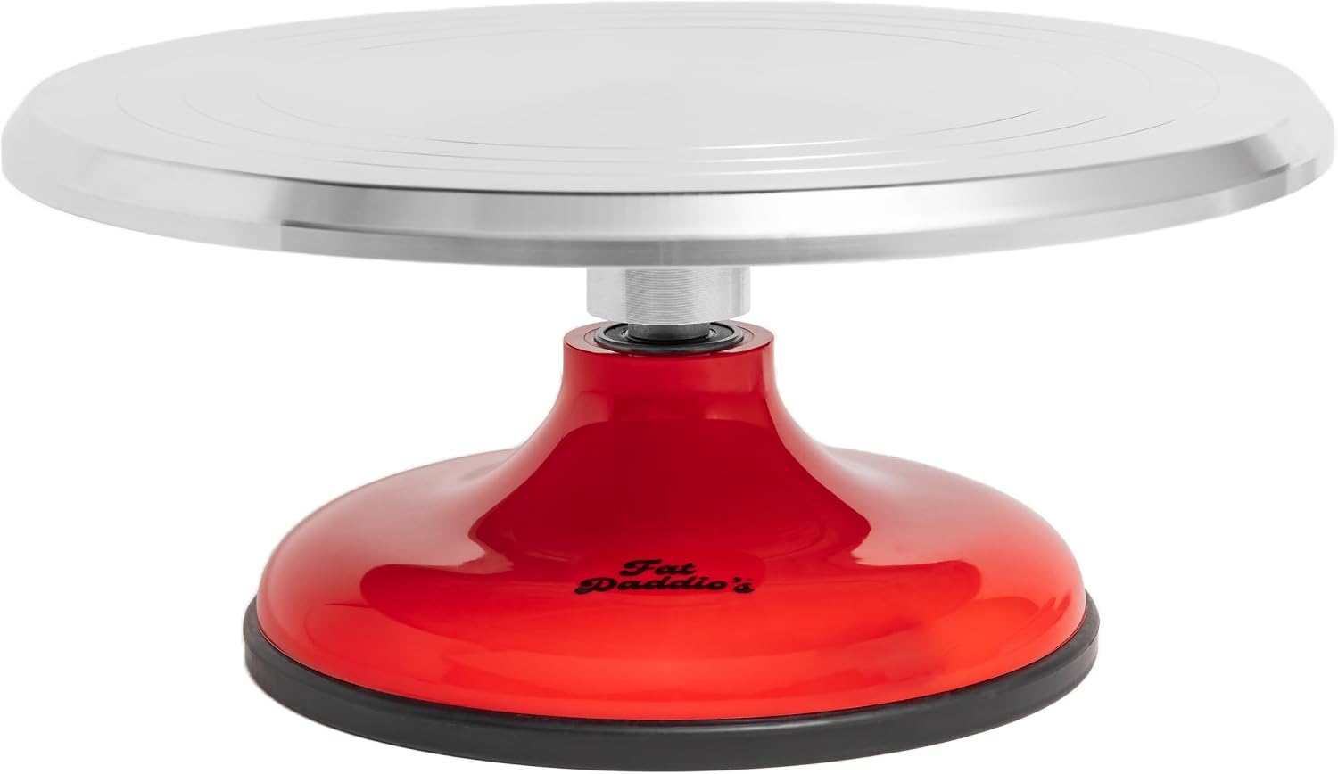 Revolving Cake Stand — Red and Silver Turntable Revolving Cake Stand — Red and Silver Turntable