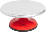 Revolving Cake Stand — Red and Silver Turntable