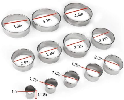 Round Cookie and Biscuit Cutter Set — 12 Graduated Circles, Stainless Steel