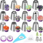 Russian Piping Tip Set — 47 Pieces with 12 Flower Nozzles