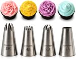 Seamless Large Icing Nozzles — 4 Pieces, Stainless Steel