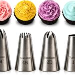 Seamless Large Icing Nozzles — 4 Pieces, Stainless Steel