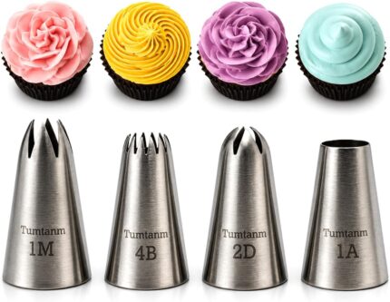 Seamless Large Icing Nozzles — 4 Pieces, Stainless Steel
