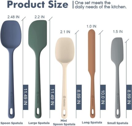Silicone Spatula Set — 5 Pieces, Heat Resistant with Strong Core