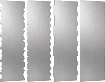 Stainless Steel Cake Scraper 8.6 Inch — 4 Pack, Textured Edges