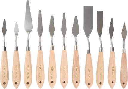 Stainless Steel Palette Knife Set — 11 Pieces with Wooden Handles