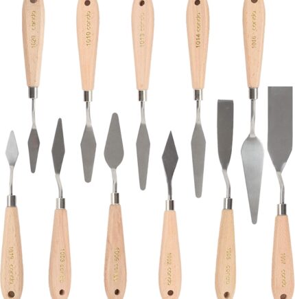 Stainless Steel Palette Knife Set — 11 Pieces with Wooden Handles