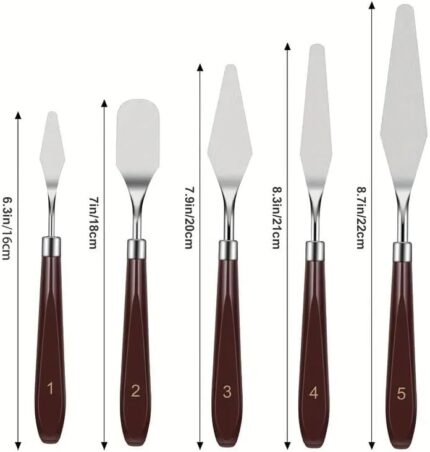 Stainless Steel Palette Knife Set — 5 Pieces with Wooden Handles