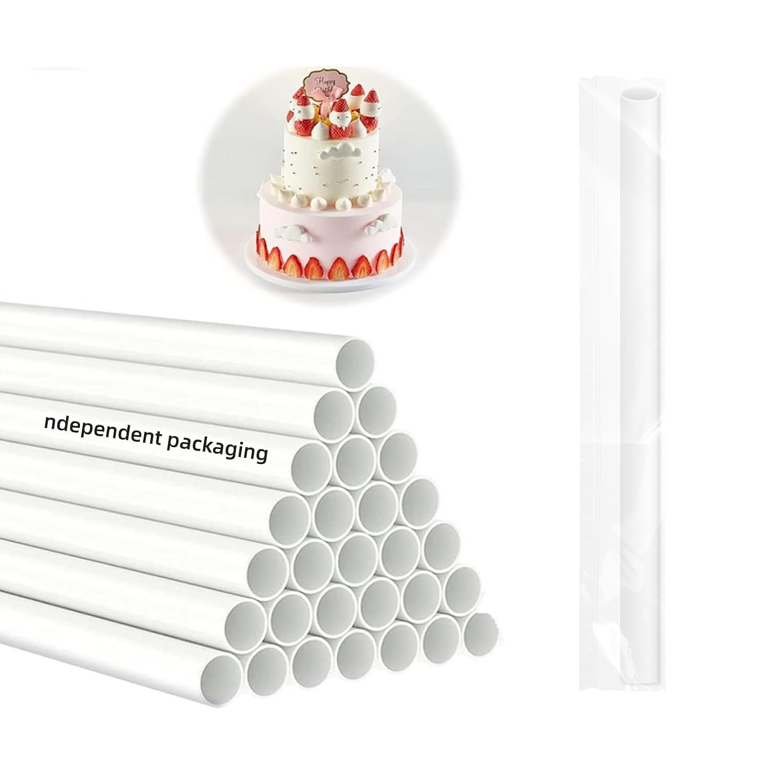 White Cake Dowel Rods — 15 Pieces, 9.5 Inch White Cake Dowel Rods — 15 Pieces, 9.5 Inch