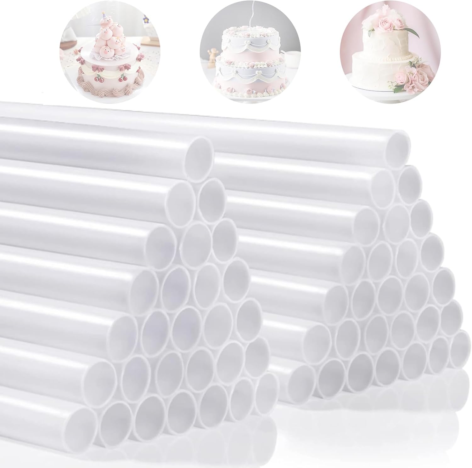 White Plastic Cake Dowels — 200 Pieces, 0.47 Inch Diameter White Plastic Cake Dowels — 200 Pieces, 0.47 Inch Diameter
